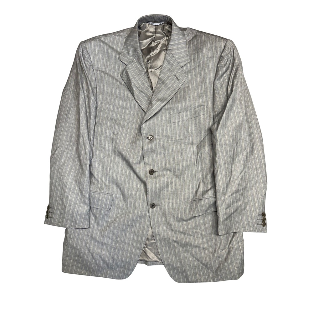 Canali Mens 54R Grey Pinstripe Super 120s Wool 3 Button Blazer Boyds Italy 44R